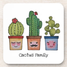 Posavasos Familia Cute Cactus En Acuarela