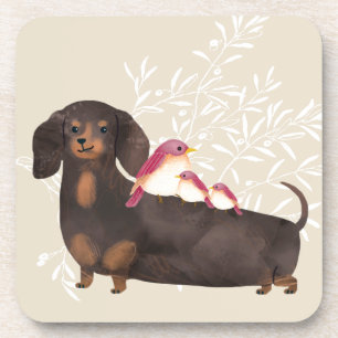 Posavasos Familia Dachshund y Aves