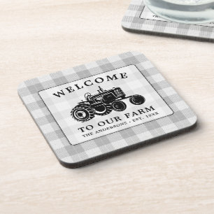 Posavasos Familia De Bienvenida Tractor De Granjas Placa Bla