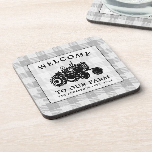 Posavasos Familia De Bienvenida Tractor De Granjas Placa Bla (Lado Izquierdo)