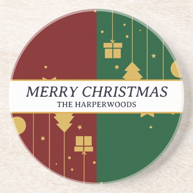 Posavasos Familia de Navidad Simple Moderna y Elegante Decor (Frente)