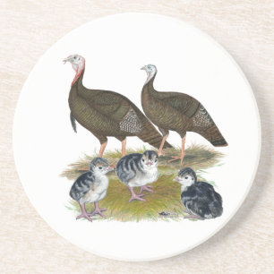 Posavasos Familia de pavos salvajes del este