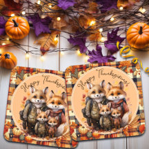 Familia de zorros felices bromas de calabazas de A