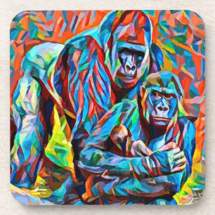Posavasos Familia Gorilla Ape Resumen Animales Arte de vida 