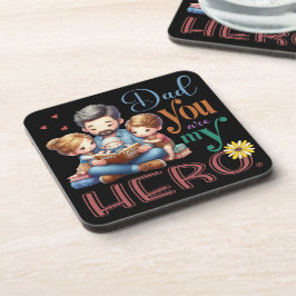 Posavasos Familia leyendo tiempo papá eres mi héroe