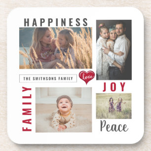 Posavasos Familia personalizado Collage de fotos Love Joy