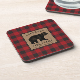 Posavasos Familia Rustic Bear Cabina Red Buffalo Plaid Burla