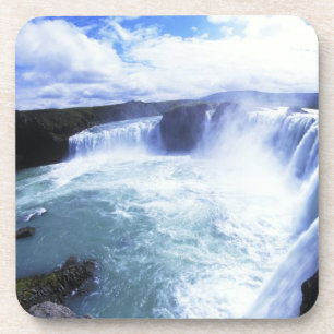 Posavasos Famosas cataratas de Jodafoss en el norte de Islan
