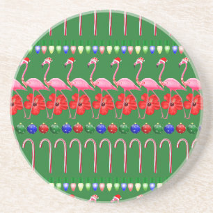 Posavasos Famosos Navidades de flamencos rosados tropicales 
