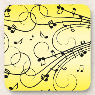 Posavasos Fancy Music Notes Yellow