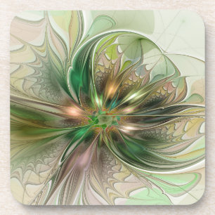 Posavasos Fantasía abstracta moderna y colorida Flor fractal