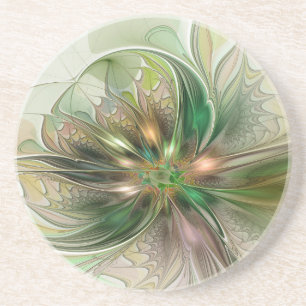 Posavasos Fantasía abstracta moderna y colorida Flor fractal
