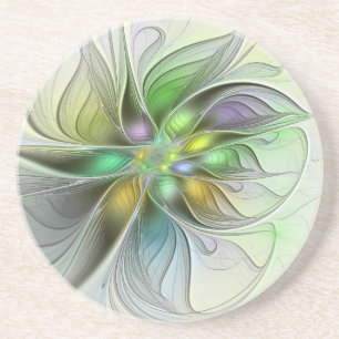 Posavasos Fantasia de Flor Colorida Moderna Abstracta Fracta