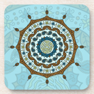 Posavasos Fantasia de Mehndi en Coaster Cuadrado de Cobre