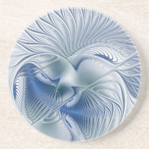 Posavasos Fantasía dinámica abstracta tonos azules arte frac