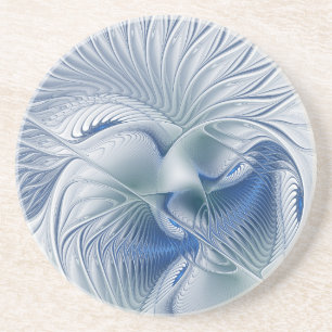 Posavasos Fantasía dinámica abstracta tonos azules arte frac