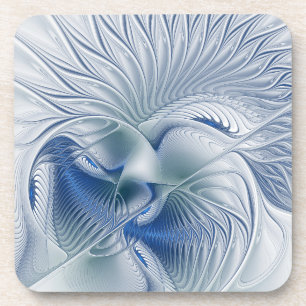Posavasos Fantasía dinámica abstracta tonos azules arte frac