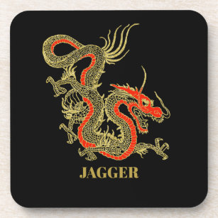 Posavasos Fantasía negra de oro rojo Dragon China Coaster