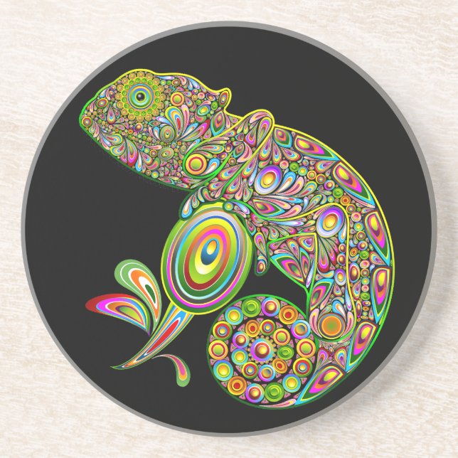 Posavasos Fantasía psicodélica de Chameleon (Frente)