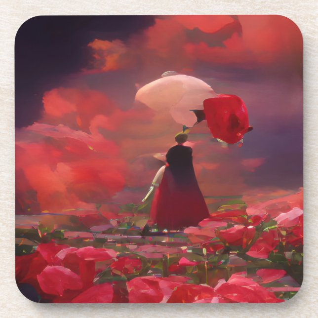 Posavasos Fantasía Rosa en el cielo (Frente)