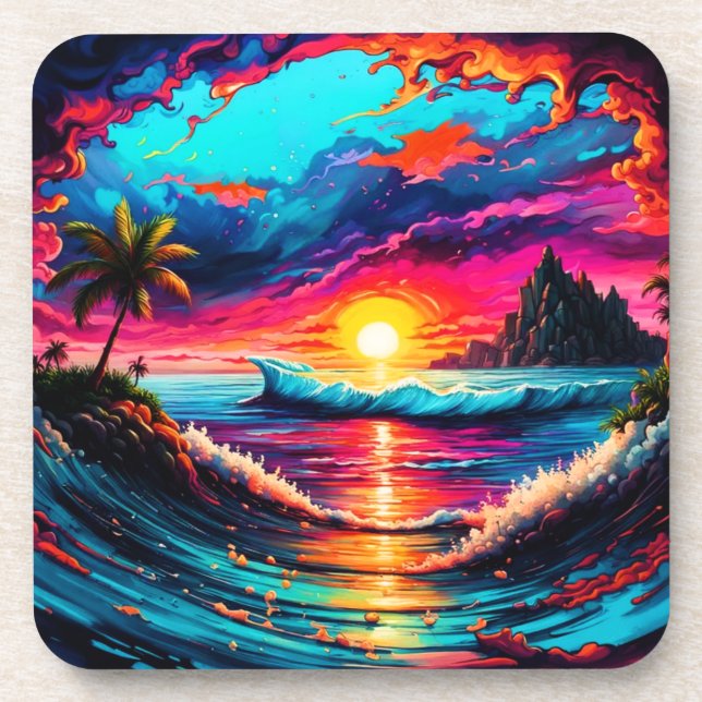 Posavasos Fantasía Tropical Sunset (Frente)
