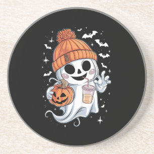 Posavasos Fantasma Adorable Bebiendo Café Halloween Café Hel