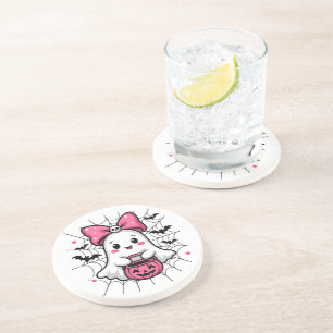 Posavasos Fantasma espeluznante con conciencia sobre el cánc