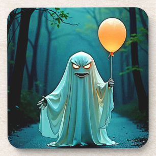 Posavasos Fantasma fantasmal con globo espeluznante