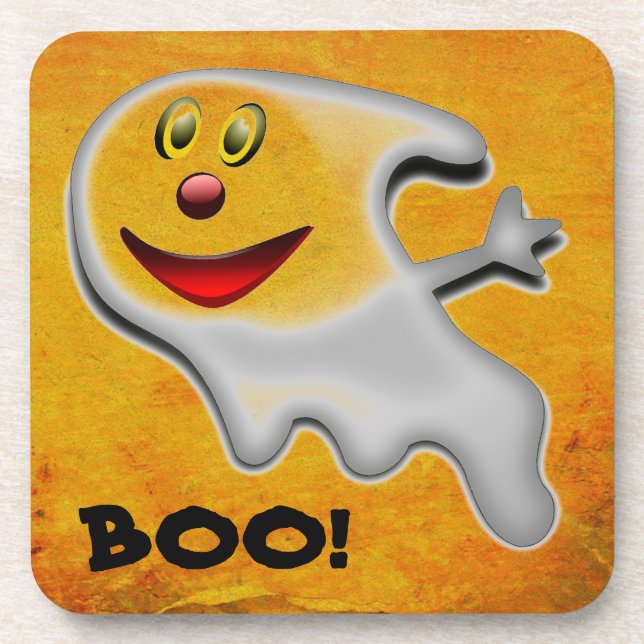 Posavasos Fantasma Halloween Cojín de plástico duro (Frente)