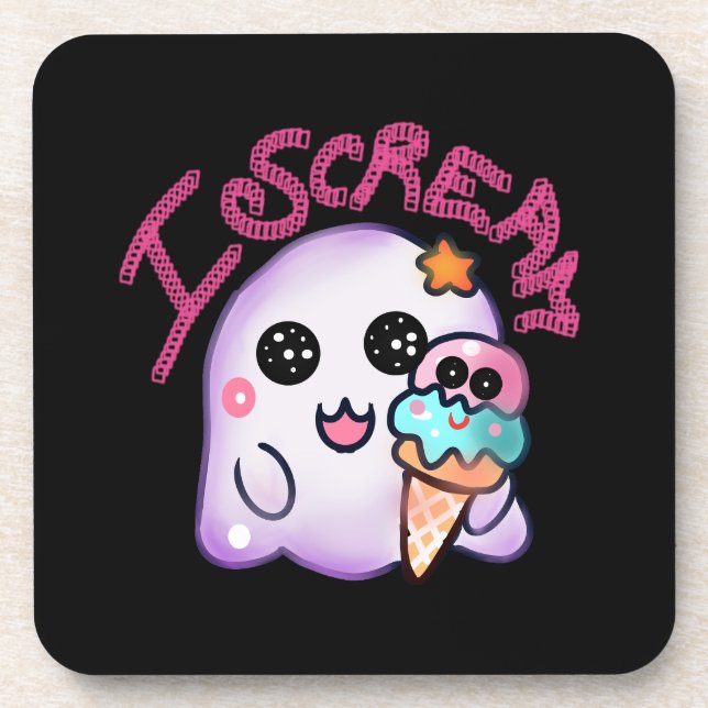 Posavasos Fantasma personalizado "Grito" con arte de cono de (Frente)