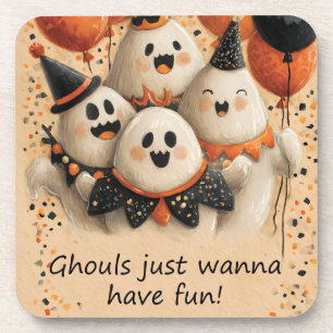 Posavasos Fantasmas de Halloween cortos con texto