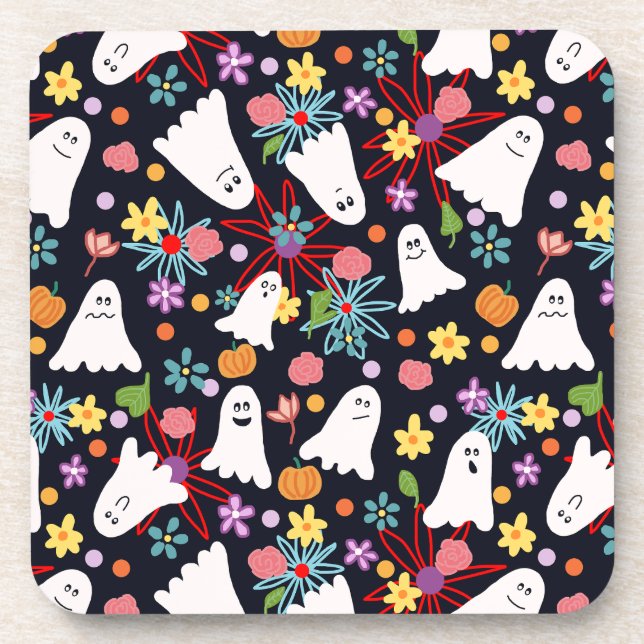 Posavasos Fantasmas y flores (Frente)