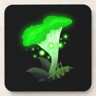 Posavasos Fantasy Chanterelle Gslow Green Mushroom