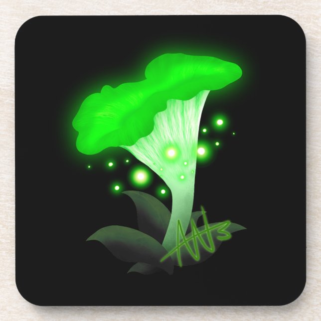 Posavasos Fantasy Chanterelle Gslow Green Mushroom (Frente)