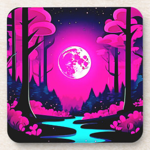 Posavasos Fantasy Moonlit Woods Art
