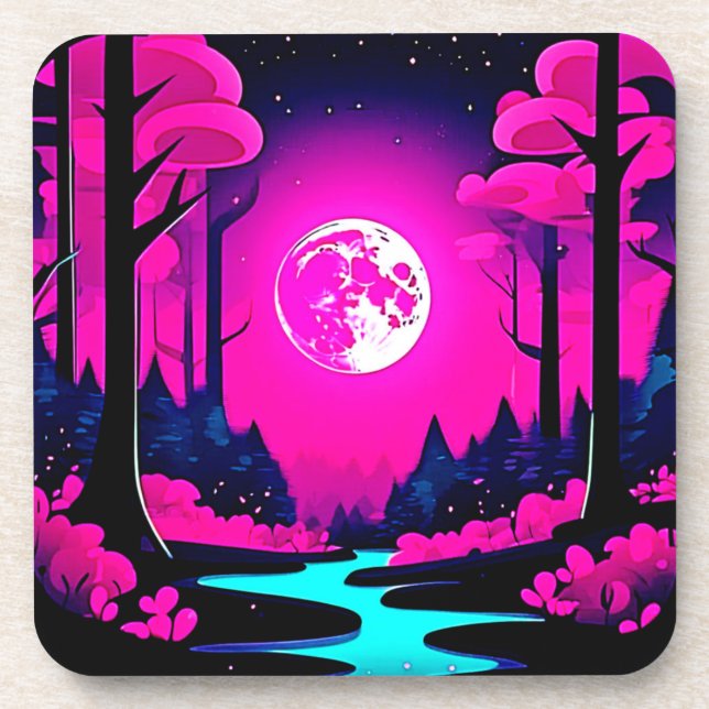Posavasos Fantasy Moonlit Woods Art (Frente)