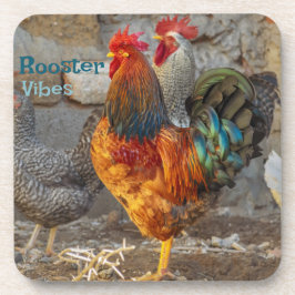 Posavasos Farm Life Rooster Vibes Hard Plastic Coasters