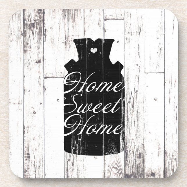 Posavasos Farmhouse White Wood Rustic Milk Jug Home Sweet (Frente)