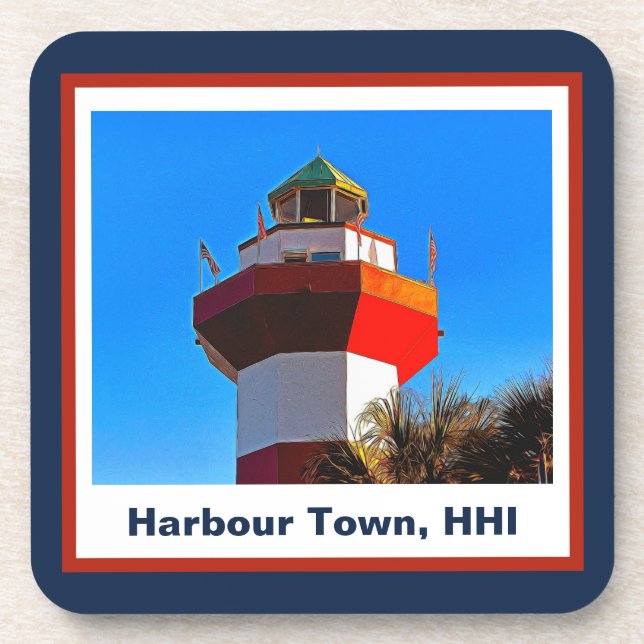 Posavasos Faro de la ciudad del puerto de Hilton Head Island (Frente)