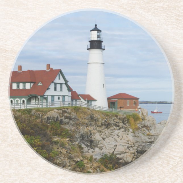 Posavasos Faro de Portland Headlight en costa rocosa (Frente)