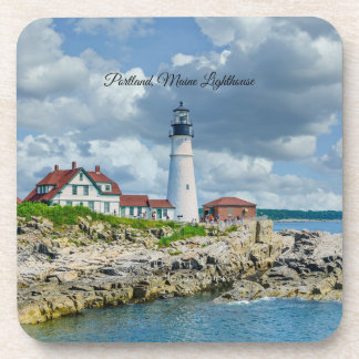 Posavasos faro de Portland, Maine (etiquetado)