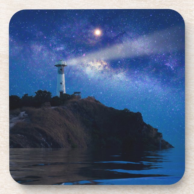 Posavasos Faros | Faro nocturno estrellado (Frente)