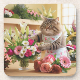 Posavasos Farriero de gatos con flores