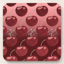 Posavasos Faux Cherry Red Relieve metalizado Cherries Coaste