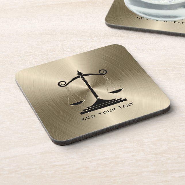 Posavasos Faux Gold Metallic con escalas de justicia (Lado Izquierdo)