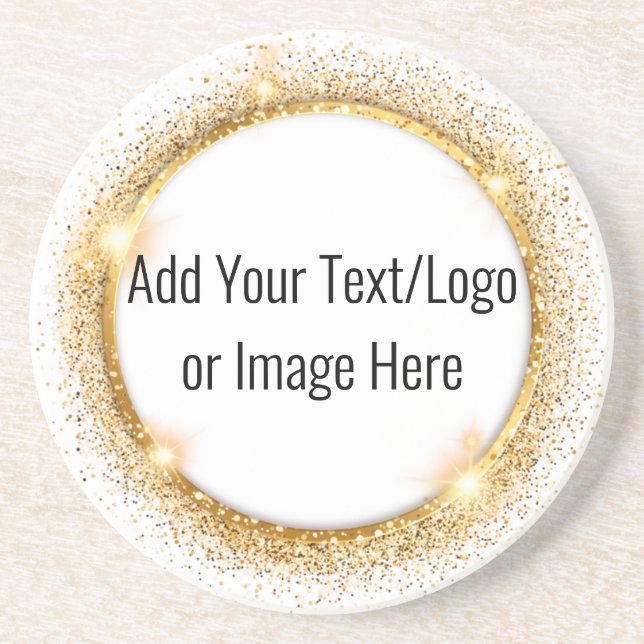 Posavasos Faux Gold Purpurina Círculo Marco de arenisca (Frente)