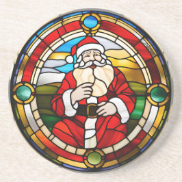 Posavasos Faux Stained Glass Sitting Santa Sandstone