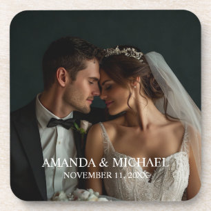 Posavasos Favor de Foto Personalizada con Nombres y Fecha de