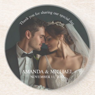 Posavasos Favor de Foto Personalizada con Nombres y Fecha de