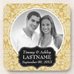 Posavasos Favor de la boda - Aniversario Keepsake<br><div class="desc">Patrón Damask - Elegante borde fotográfico formal para tu fecha especial o 50 aniversario.</div>
